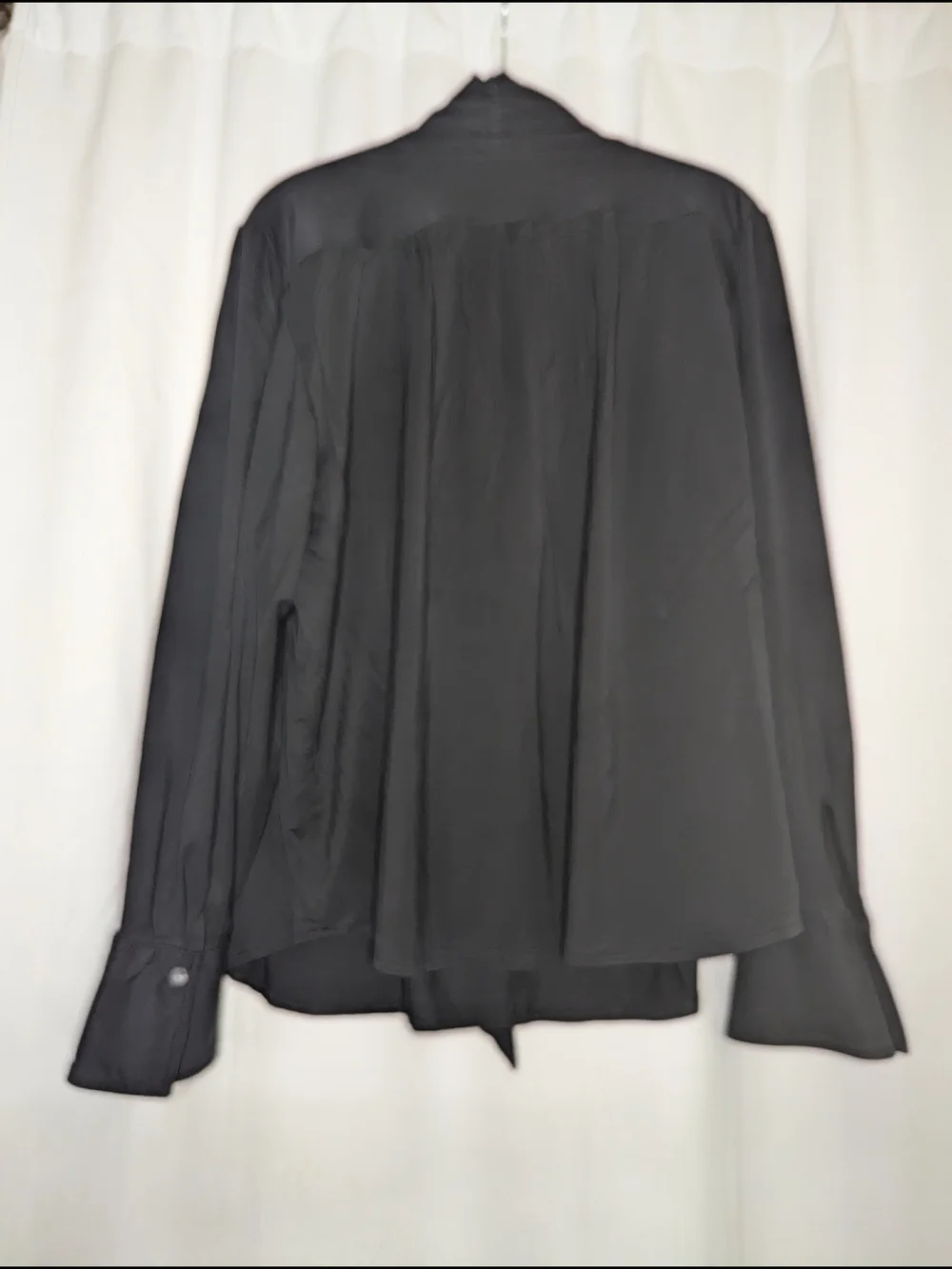 LOFT Black Tie-Neck Blouse
